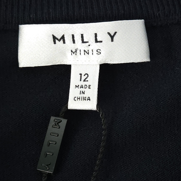 Milly Minis 12 Black Winky Intarsia Sweater Cropped Designer Girls Tweed New - Picture 5 of 9